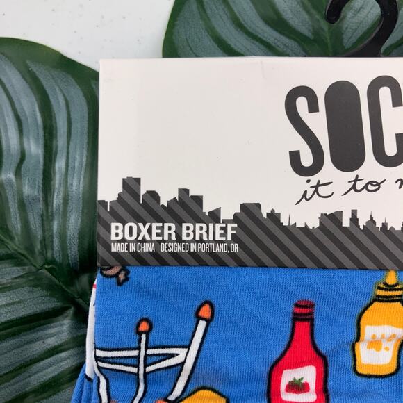 Sock It To Me Blue Yellow Steak Grilling Food BBQ Novelty Stretch Boxer Brief - Picture 5 of 7